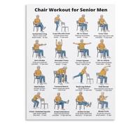 Senior Male Chair Exercise Guide Minimalist Metal Plaque 12x8 Inch