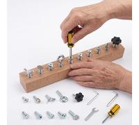 Senior Screw Busy Board with Multiple Bolts and Tools, Wooden Hand Dexterity Activity Board for Seniors, Fine Motor Skills Training, Hand Eye Coordination, Cognitive Engagement