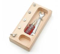Senior Screw Busy Board with Nuts Bolts Washers Wing Nuts and Hand Tools, Fine Motor Skills Activity Board for Elderly Adults, Dexterity Practice Hand Eye Coordination Sensory Board
