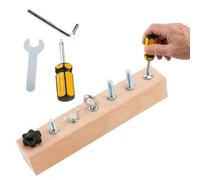 Senior Screw Busy Board with Tools, Wooden Hand Dexterity Activity Board for Seniors, Fine Motor Skills Practice, Hand Eye Coordination Training, Cognitive Activities