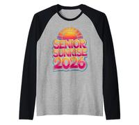 Senior Sunrise 2026 Groovy Retro Anni '70 Classe del 2026 Grad Maglia con Maniche Raglan