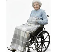 SENIORI Coperta per sedia a rotelle, coperta per sedia a rotelle, coperta per ginocchia (1° grigio - griglia)
