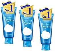 Senka Perfect Whip 120g, schiuma detergente idratante per il viso, arricchita con seta e acido ialuronico, prodotta in Giappone, set di 3
