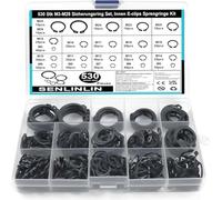 SENLINLIN Set 530 Anelli Seeger, 21 Misure da M4 a M28, E-Clips in Acciaio al Carbonio, Anelli di Sicurezza C-Clips con Scatola Organizer
