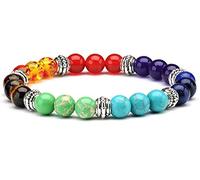 Senlinmu 7 Chakra Bracciale Cristallo Meditazione Balancing Reiki Braccialetti Regalo Festa della Mamma, 7 pollici, Pietra, 7 pouces, Pietra