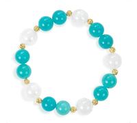 SENLLY Aqua Breeze - Beaded Stretch Bracelet with Natural Amazonite & White Agate, Handcrafted Natural Stone Jewelry for Calm, Clarity & Fresh Energy