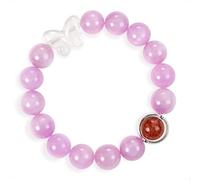 SENLLY Blush Daydream - Beaded Stretch Bracelet with Natural Kunzite, Clear Quartz & Strawberry Quartz, Handcrafted Natural Stone Jewelry for Calm, Love & Emotional Harmony