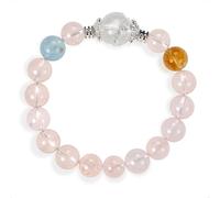 SENLLY Blush Sunrise Harmony - Beaded Stretch Bracelet with Rose Quartz, Aquamarine, Azeztulite & Yellow Hematoid Quartz, Handmade Natural Stone Jewelry for Comfort, Clarity & Gentle Energy