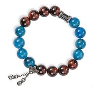 SENLLY Crimson Tide - Beaded Stretch Bracelet with Natural Blue Apatite & Red Tiger’s Eye, Handcrafted Natural Stone Jewelry for Strength, Motivation & Focus