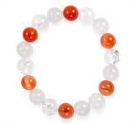 SENLLY Ember Balance - Beaded Stretch Bracelet with South Red Agate, Azeztulite & White Agate, Handcrafted Natural Stone Jewelry for Vitality, Calm & Clarity
