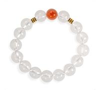 SENLLY Ember Clarity - Beaded Stretch Bracelet with Natural South Red Agate & Clear Quartz, Handcrafted Natural Stone Jewelry for Balance, Clarity & Inner Light