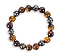 SENLLY Focus Strength - Natural Tiger’s Eye, Red Tiger’s Eye & Hematite Beaded Bracelet, Handmade Gemstone Jewelry for Confidence & Balance