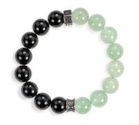 SENLLY Forest Contrast - Bracelet with Green Strawberry Quartz & Black Agate, Handcrafted Natural Stone Jewelry for Refreshing Energy & Daily Balance