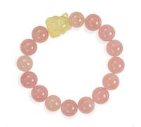 SENLLY Foxlight Bloom - Beaded Stretch Bracelet with Rose Quartz & Citrine Nine-Tailed Fox, Handcrafted Natural Stone Jewelry for Love, Warmth & Attraction