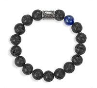 SENLLY Midnight Courage - Lava Rock Bracelet with Lapis Lazuli Accent, Handcrafted Natural Stone Jewelry for Strength, Depth & Bold Style