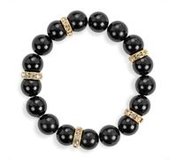 SENLLY Midnight Onyx - Beaded Stretch Bracelet with Black Agate, Handmade Natural Stone Jewelry for Protection, Balance & Grounding