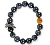 SENLLY Midnight Serpent - Blue Tiger’s Eye Bracelet with Gold Tiger’s Eye Accent, Handcrafted Natural Stone Jewelry for Protection, Focus & Bold Style