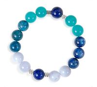 SENLLY Ocean Clarity - Beaded Stretch Bracelet with Amazonite, Blue Apatite & Lapis Lazuli, Handmade Natural Stone Jewelry for Clarity, Balance & Calm