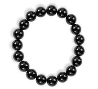 SENLLY Pure Onyx Black - Natural Black Agate 10mm Beaded Bracelet, Handmade Gemstone Jewelry for Grounding, Stability & Everyday Protection