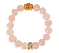 SENLLY Rose Glow - Beaded Stretch Bracelet with Rose Quartz & Citrine Accent, Handmade Natural Stone Jewelry for Love, Joy & Emotional Balance