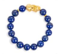 SENLLY Royal Clarity - Beaded Stretch Bracelet with Lapis Lazuli & Brass Pixiu, Handmade Natural Stone Jewelry for Clarity, Balance & Confidence