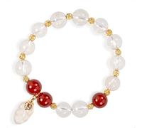 SENLLY Scarlet Clarity - Beaded Stretch Bracelet with Natural Clear Quartz & Red Agate, Handcrafted Natural Stone Jewelry for Purity, Vitality & Emotional Balance