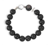 SENLLY Shadow Guardian - Beaded Stretch Bracelet with Natural Lava Rock, Silver Obsidian & Howlite, Handcrafted Natural Stone Jewelry for Strength, Focus & Grounding