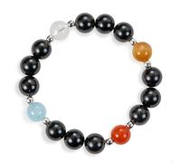 SENLLY Shadow Pulse - Beaded Stretch Bracelet with Natural Black Agate, Tiger’s Eye & Red Agate, Handcrafted Natural Stone Jewelry for Strength, Clarity & Balance
