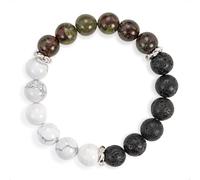 SENLLY Stone Guardian - Beaded Stretch Bracelet with Natural Dragon Bloodstone, Howlite & Lava Rock, Handcrafted Natural Stone Jewelry for Strength, Clarity & Grounding
