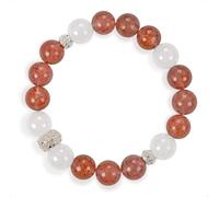 SENLLY Strawberry Glow - Beaded Stretch Bracelet with Natural Strawberry Quartz & White Agate, Handcrafted Natural Stone Jewelry for Warmth, Clarity & Emotional Balance