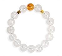 SENLLY Sunlit Clarity - Beaded Stretch Bracelet with Natural Citrine & Clear Quartz, Handcrafted Natural Stone Jewelry for Clarity, Balance & Inner Light