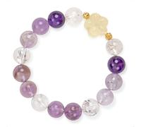 SENLLY Violet Harmony - Beaded Stretch Bracelet with Natural Amethyst, Lavender Amethyst, Azeztulite & Citrine, Handcrafted Natural Stone Jewelry for Serenity, Clarity & Emotional Balance