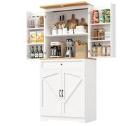Senmate Armadio Alto Cucina con 12 Scomparti e Cassetti, Credenza Multifunzionale Antiribaltamento per Dispensa, Design Moderno in MDF Bianco per Sala da Pranzo e Soggiorno, 80x40x180 cm
