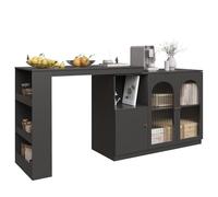 Senmate Banco Bar Rotabile a 360° - Credenza Multifunzionale con Porte in Vetro, 120x40x97 cm, Design Moderno, 3 Zone di Archiviazione, Montaggio Rapido 20 Minuti (Nero)