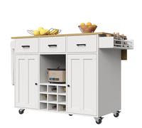 Senmate Carrello da Cucina Multifunzione con Piano Estendibile 65cm, 3 Cassetti + Porta Spezie + Porta Asciugamani, Mobile con Ruote Bloccabili per Piccoli Spazi (Bianco)