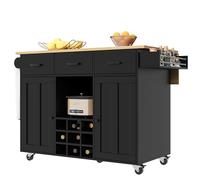 Senmate Carrello da Cucina Multifunzione con Piano Estendibile 65cm, 3 Cassetti + Porta Spezie + Porta Asciugamani, Mobile con Ruote Bloccabili per Piccoli Spazi (Nero)