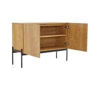 Senmate Credenza Design con 2 Ante e 3 Cassetti, Gambe Metallo - Mobile TV/Buffet Multifunzione, Pannello Truciolare, Ripiani Regolabili, Anti-Ribaltamento, Colore Naturale (100x75x40cm)