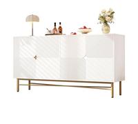 Senmate Credenza Moderna con 4 Ante, Sideboard per Soggiorno e Sala da Pranzo, Texture a Rilievo, Maniglie Integrate Oro Spazzolato, Gambe Lucide, Mobile Console 160x40x82 cm (Bianco)