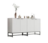 Senmate Credenza Soggiorno Moderna, Maniglie Oro Spazzolato e Gambe Lucide Mobile TV, Soluzione Archiviazione per Sala da Pranzo e Ingresso (Bianco 1, 160×80×40 cm)