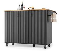 Senmate Isola Cucina Mobile con Ruote, Carrello da Pranzo Multifunzione con Piano Ribaltabile, 3 Ante, Ripiani Regolabili, Portasciugamani e Scaffale Spezie, per Piccoli Spazi (Nero)