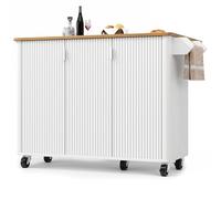 Senmate Isola Cucina Mobile con Ruote, Carrello da Pranzo Multifunzione con Piano Ribaltabile, 3 Ante, Ripiani Regolabili, Portasciugamani e Scaffale Spezie, per Piccoli Spazi (Bianco)