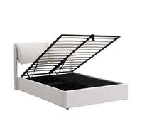 Senmate Letto Imbottito Idraulico con 3 Cassetti - Testiera Regolabile, Rete a Doghe Tripla, Soluzione Armadio Integrato per Piccoli Spazi (Beige + Velluto, 140 * 190 cm)