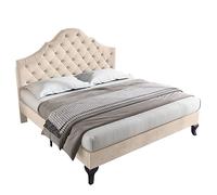 Senmate Letto Singolo con Testata Regolabile in Altezza, Letto Imbottito con Rete a Doglie in Legno Inclusa, Facile Montaggio, per Camera da Letto Moderna (Off White, 140cm*190cm)