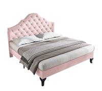 Senmate Letto Singolo con Testata Regolabile in Altezza, Letto Imbottito con Rete a Doglie in Legno Inclusa, Facile Montaggio, per Camera da Letto Moderna (Rosa, 140cm*200cm)