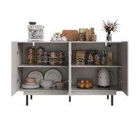 Senmate Mobile da Sala da Pranzo con Ante Senza Maniglie, Armadio Sospeso Design Moderno 140x38.5x82.5cm, Sideboard Minimalista con Fissaggio Antiribaltamento, MDF Resistente Graffi (Grigio + MDF)
