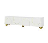 Senmate Mobile TV Nero/Oro 170cm - Credenza Moderna con Ante Strutturate, Gambe Dorate, Apertura a Pressione, 4 Ripiani Nascosti per TV 50-59 Pollici (Bianco + pannello truciolare)