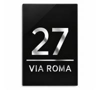 SENMATE Numero Civico Esterno Personalizzato Verticale in Acrilico 6 mm | Targa verticale su misura a due strati, leggibile e raffinata per ingressi stretti, con numero e nome della via.