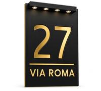 SENMATE Numero Civico Personalizzato con Luce Solare LED | Targa solare su misura con numero e via, luce calda automatica e zero cavi: l’ingresso si riconosce anche di sera.