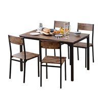Senmate Set da Pranzo 4 Persone, Tavolo con 4 Sedie per Balcone, Giardino, Cucina e Soggiorno, in MDF e Metallo, Design Salva-Spazio, Colore Marrone Vintage, Facile da Pulire