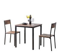 Senmate Set da Pranzo Moderno con Tavolo e 2 Sedie, per Interni ed Esterni, Ideale per Balcone, Cucina e Soggiorno, Design Compatto Risparmio Spazio, Facile da Pulire (Marrone)